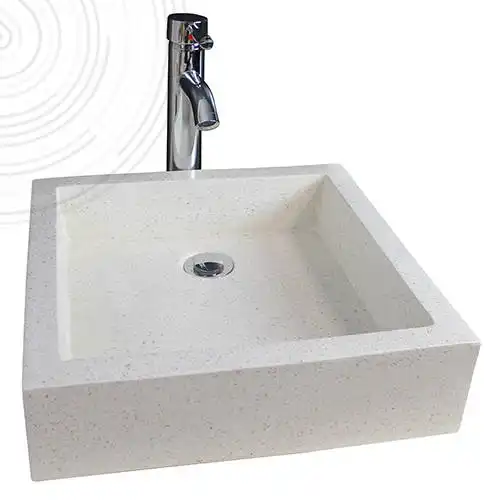 Vasque à poser 40x40cm pierre terrazzo Ayor - 403511013